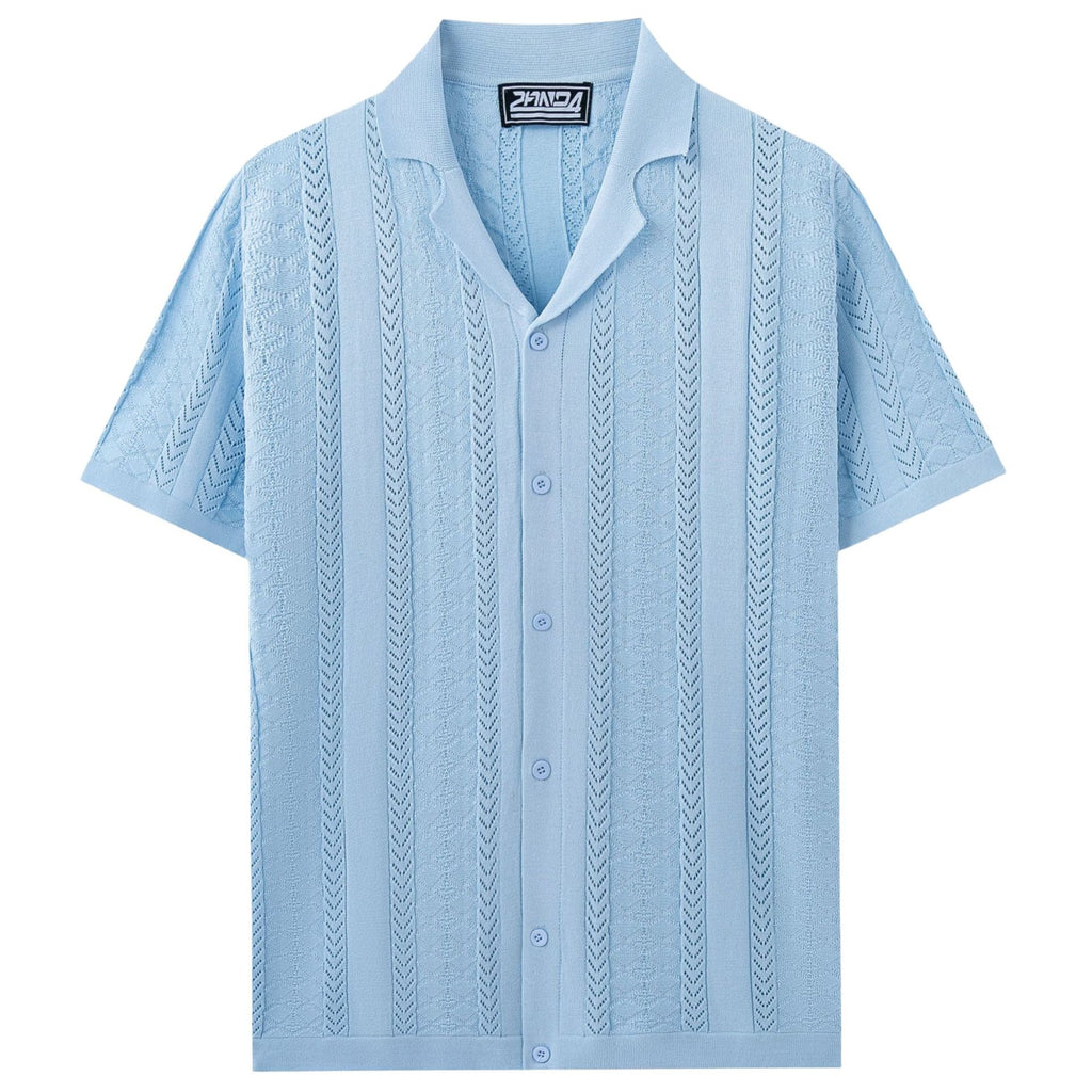 Herren-Strickhemd «Amalfi» · Ajour-Knit, Camp-Kragen