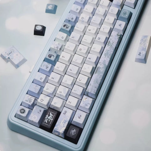 PBT Keycaps: Retro Pflaumenblüten-Design