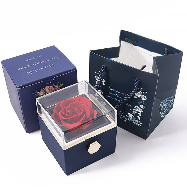 Runde Schmuckbox mit drehbarer Rose – Bild 2 | LuxeStyle