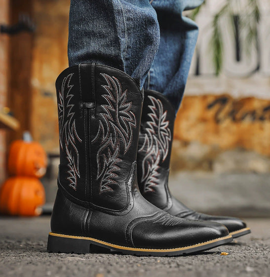 Herren Leder Boots mit Hufeisenabsatz