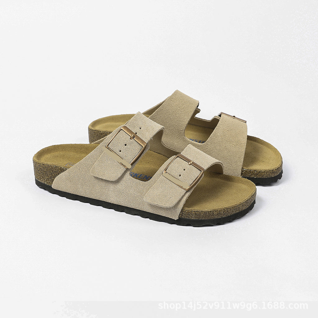 Doppelriemen-Sandalen aus Wildleder