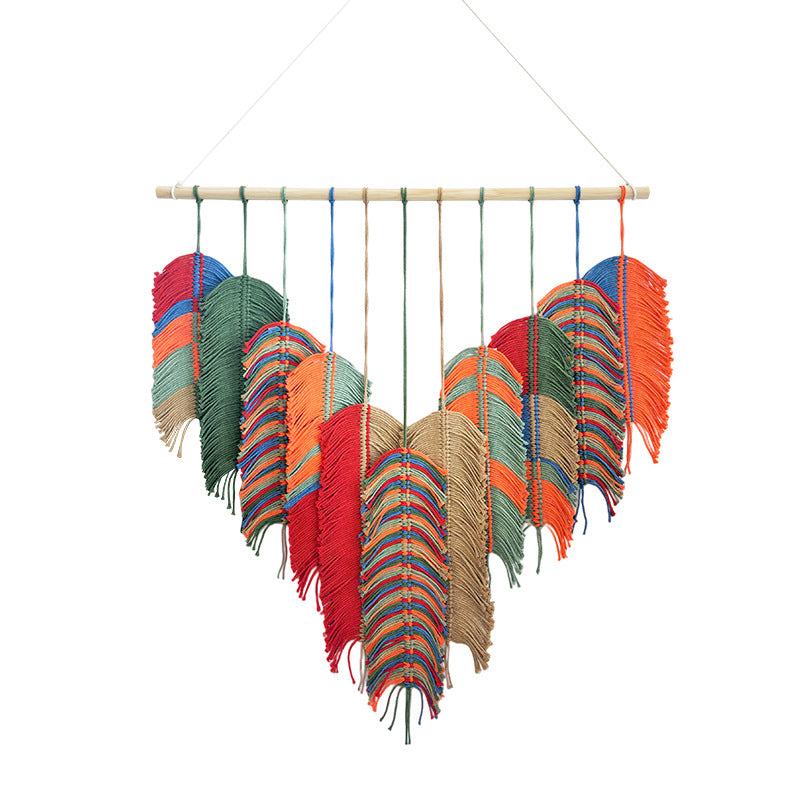 Wandbehang mit Blättern, handgewoben