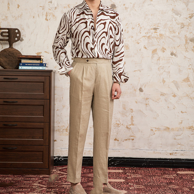 Bogenkragen-Shirt aus Leinen-Viskose – Bild 5 | LuxeStyle
