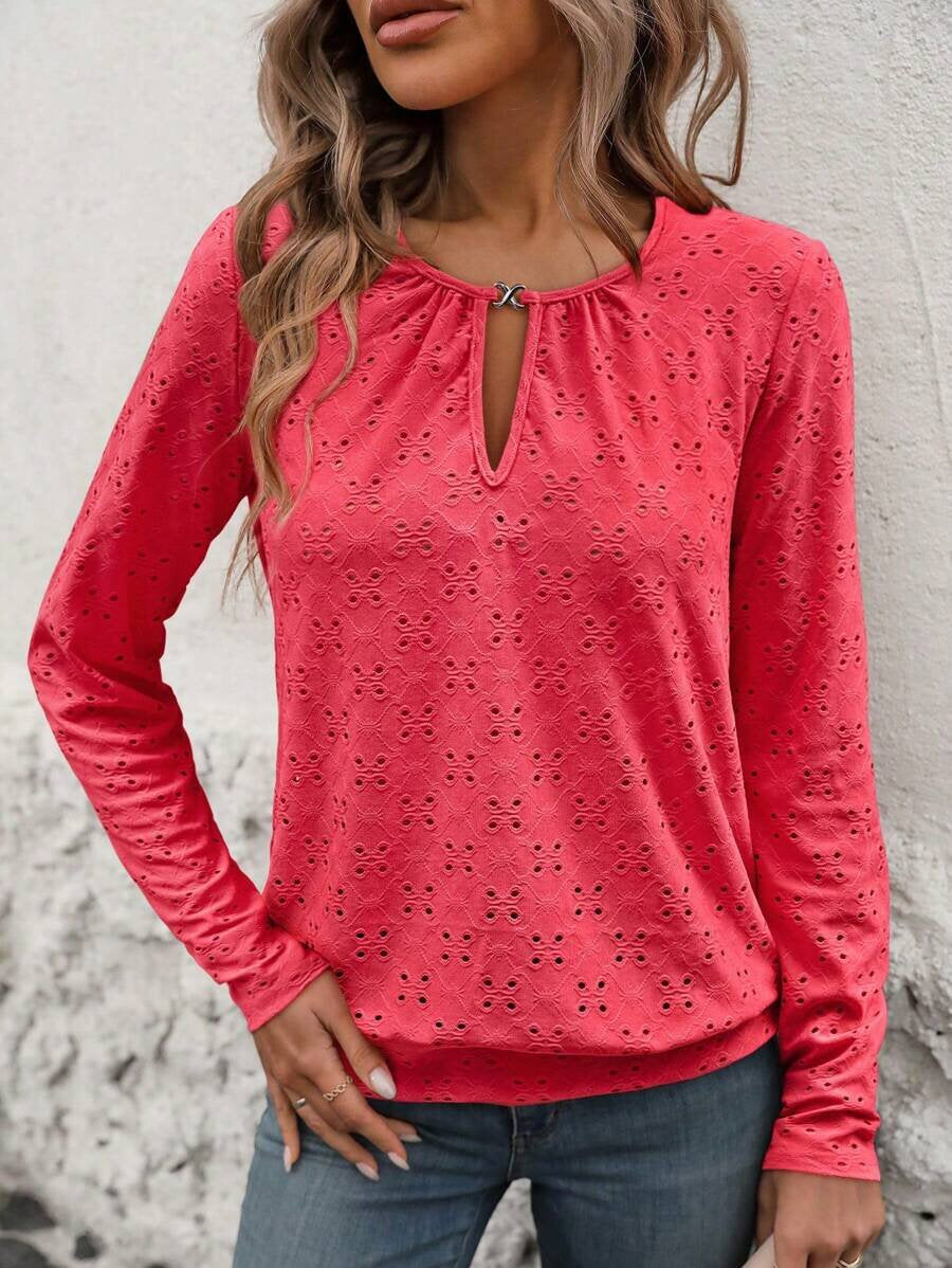 Langarm-Shirt mit V-Ausschnitt und Cut-Outs – Bild 2 | LuxeStyle