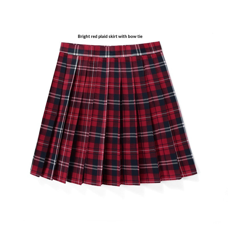 High-waist Minirock mit Falten und Karomuster