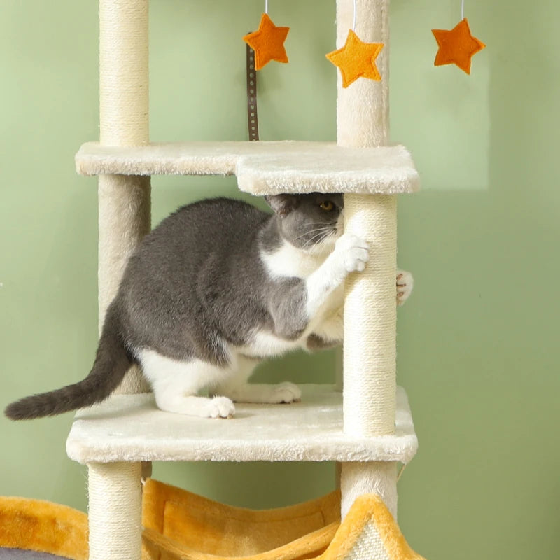 PawHut Katzenbaum Mond & Sterne Beige