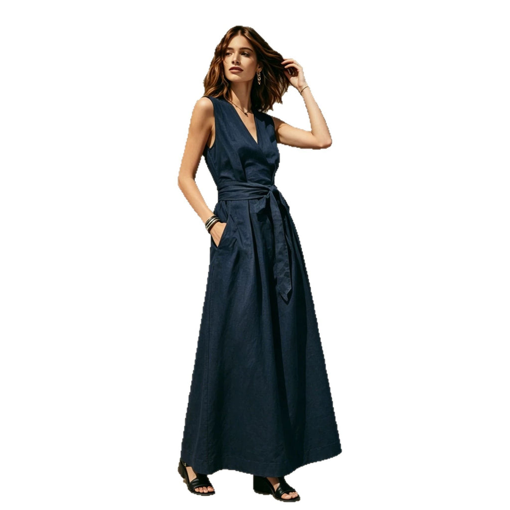 Tailliertes Wickelkleid ohne Ärmel, V‑Ausschnitt – Bild 7 | LuxeStyle