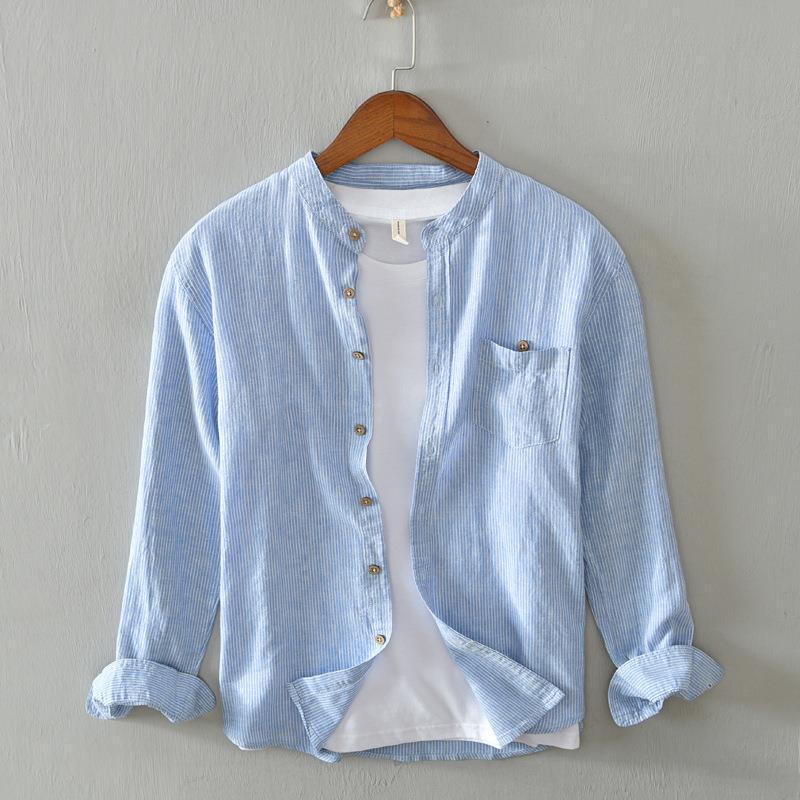 Schlanke Langarm-Herrenbluse mit Streifen