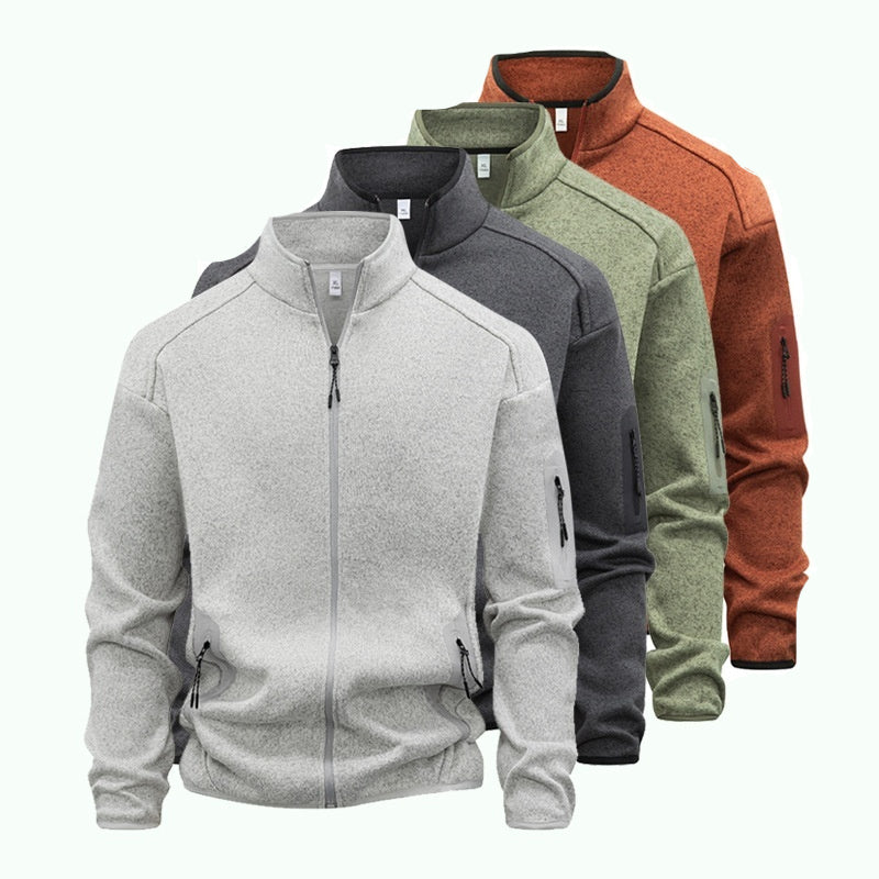 Cardigan Sweatshirt mit Stehkragen und Reissverschlusstasche