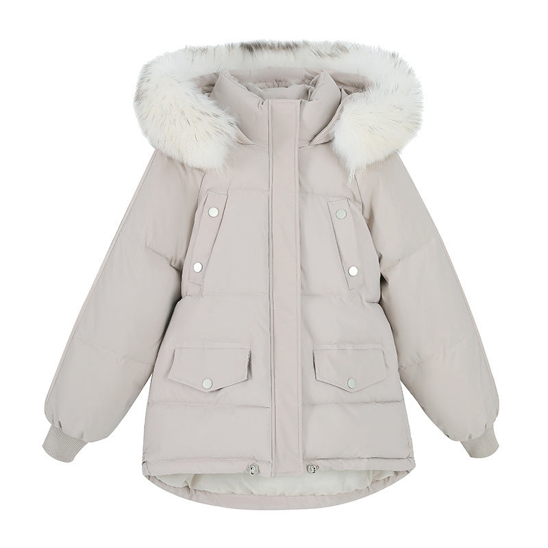 Damen Steppjacke mit grossem Fellkragen