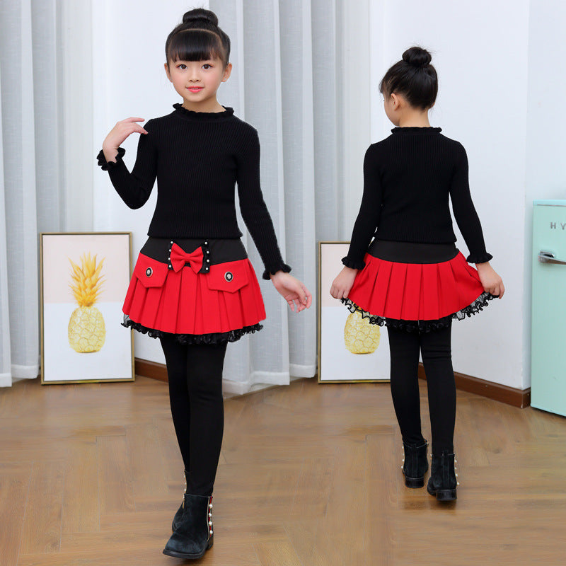 Gefütterte Leggings mit Schleife für Mädchen