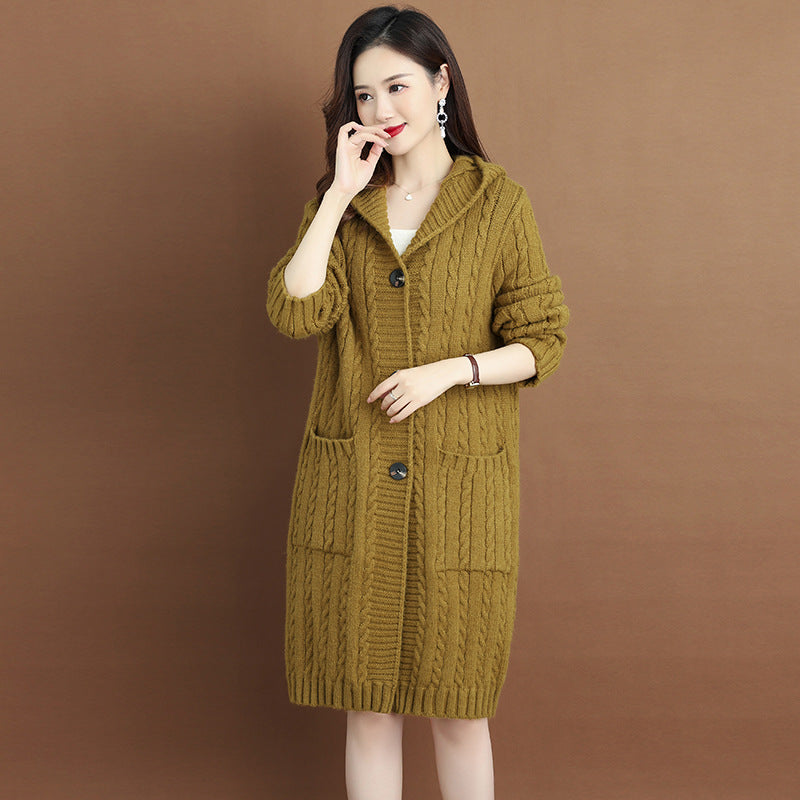 Kapuzen-Strickjacke für Damen