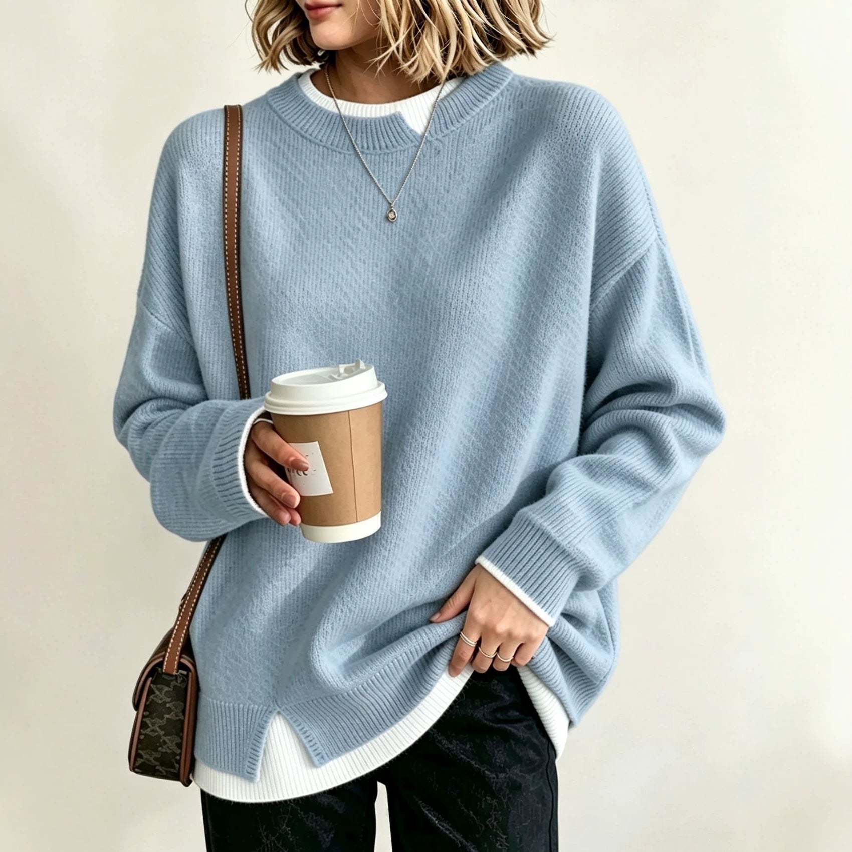 Strickpullover im Color-Blocking-Design