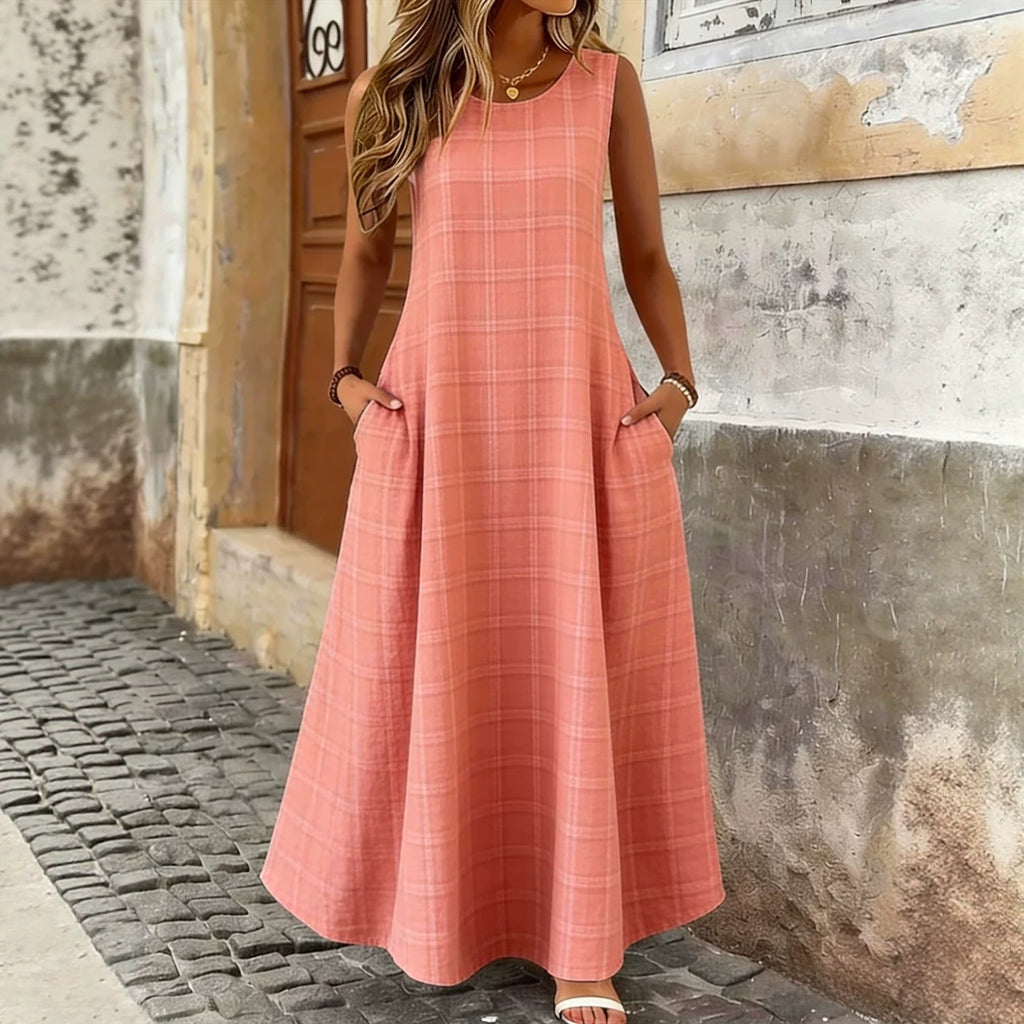 Plaid-Kleid mit Streifenmuster, ärmellos