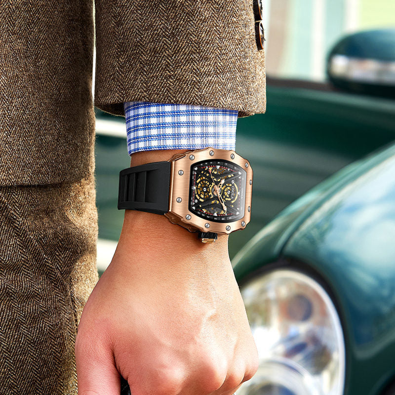 Sportliche Automatikuhr mit Silikonarmband – Bild 8 | LuxeStyle