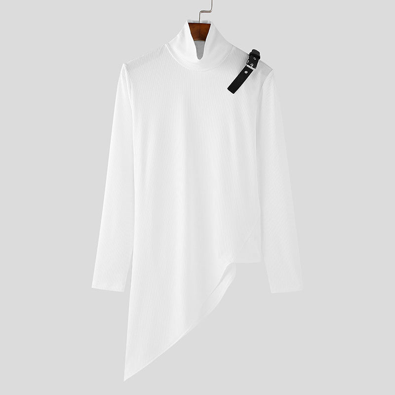 Herren Mock-Neck Stretch Sport-Shirt Langarm