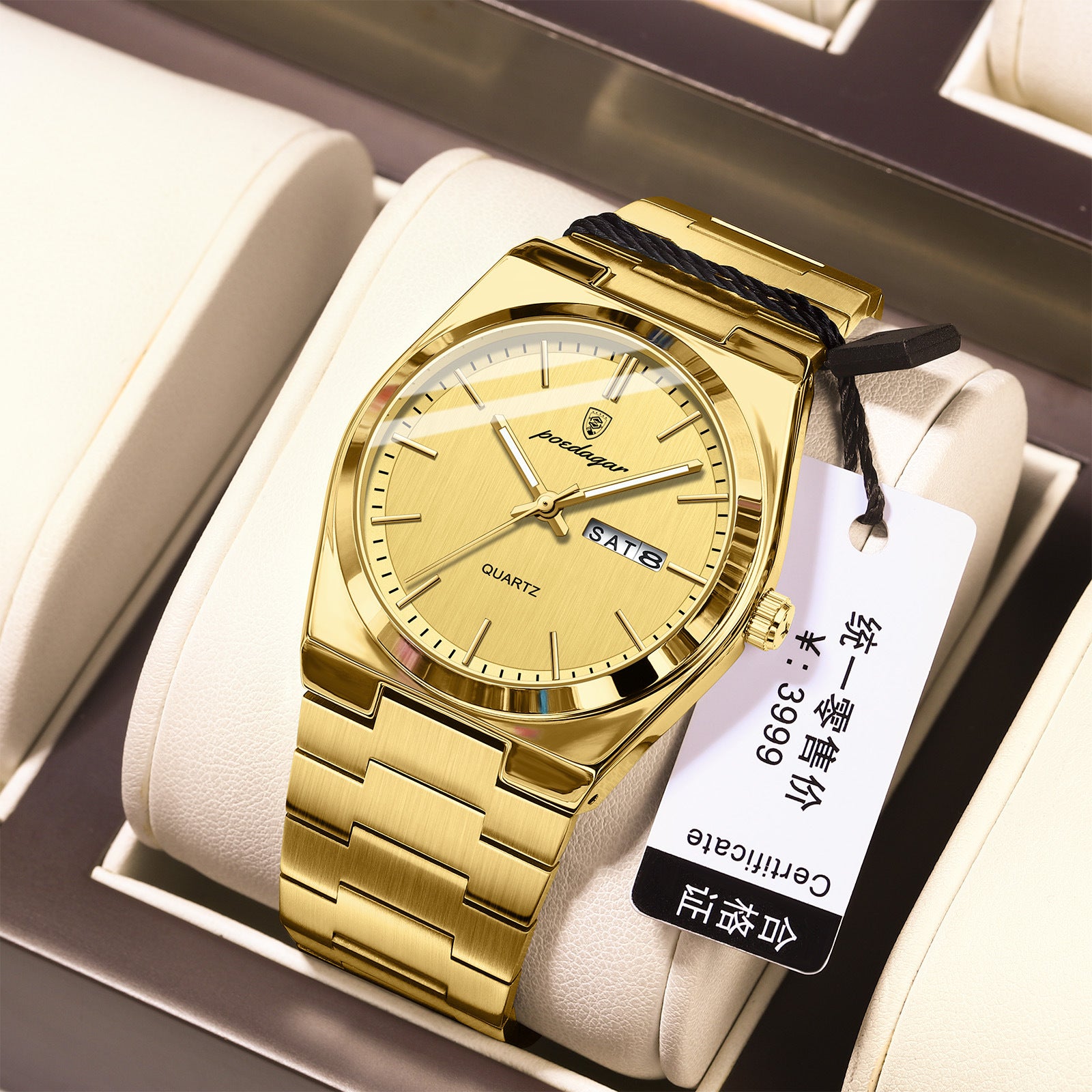 Ultraflache Herrenuhr wasserdicht, leuchtend