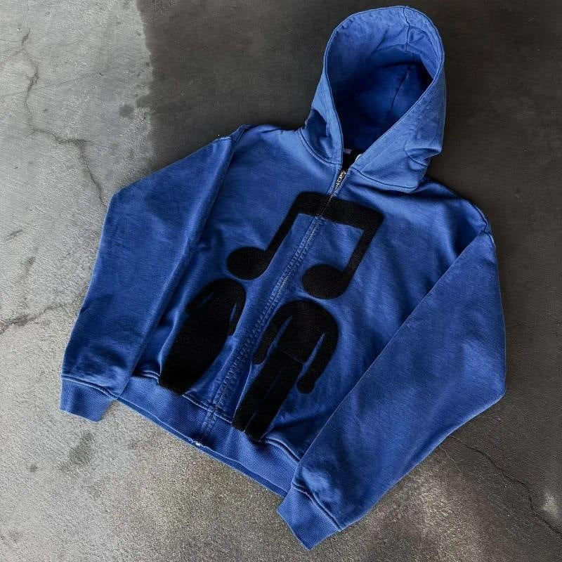 Bedruckter Zip-Up Hoodie – Locker geschnitten