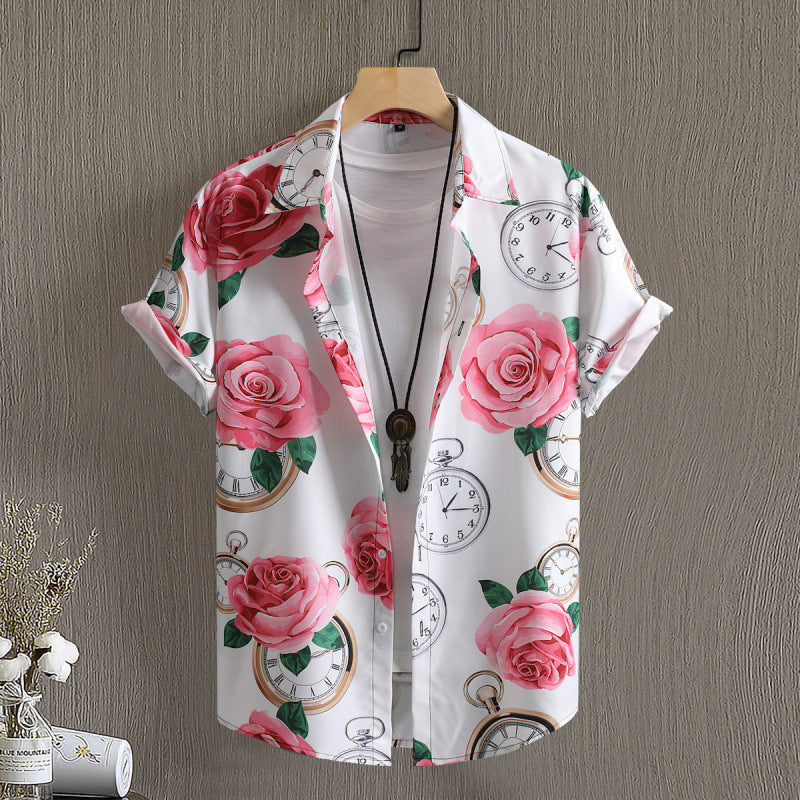 Herren-Bluse mit floralem Druck