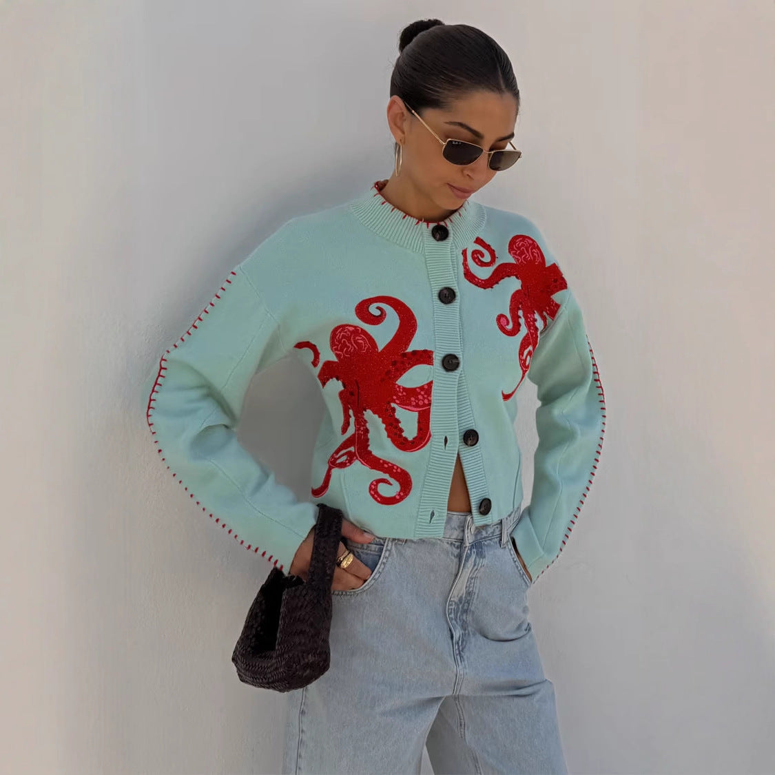 Grüner Oktopus-Pulli