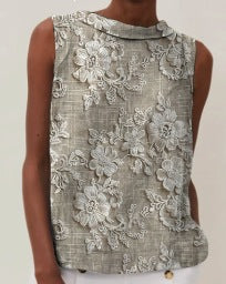 3D Blumenprint Kurzarm-Shirt