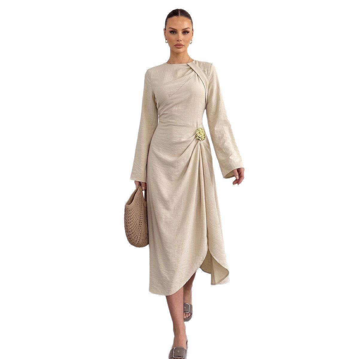 A-Linien Kleid mit Blumen-Ausschnitt, hohe Taille – Bild 9 | LuxeStyle