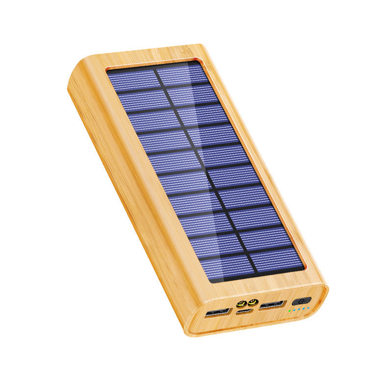 Solar Powerbank Holzmaserung mit LED-Licht