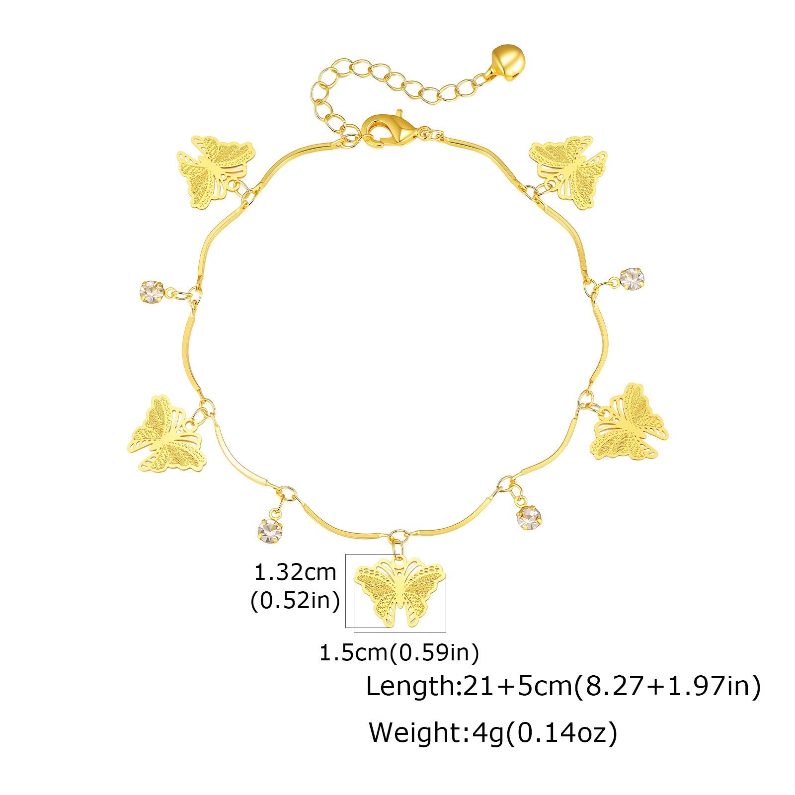 Sommer-Armband «Évil» · Schmetterling & Nazar-Auge, vergoldet – LuxeStyle