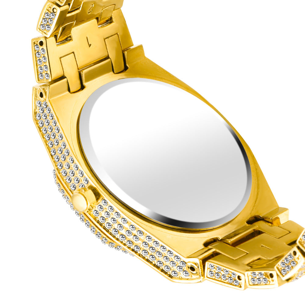 Hip-Hop Quarzuhr mit Strass-Besatz für Herren – Bild 5 | LuxeStyle