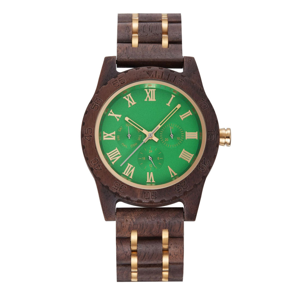 Retro Quarz-Herrenuhr Nussbaum Gold – Bild 6 | LuxeStyle