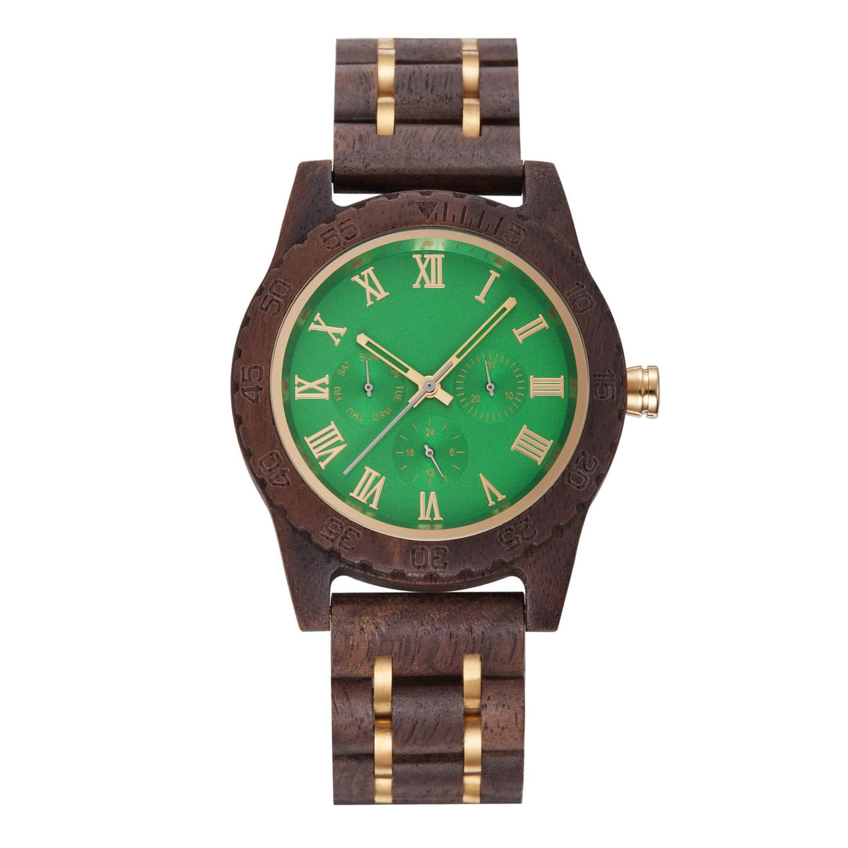 Retro Quarz-Herrenuhr Nussbaum Gold – Bild 6 | LuxeStyle