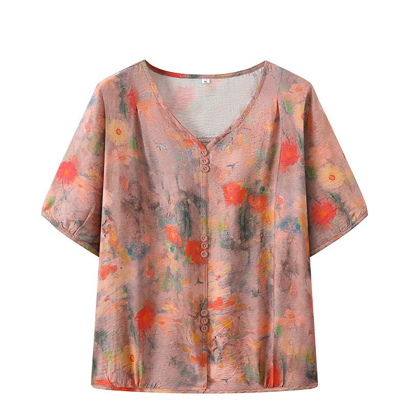 Bluse mit V-Ausschnitt und Blumenmuster – Bild 8 | LuxeStyle