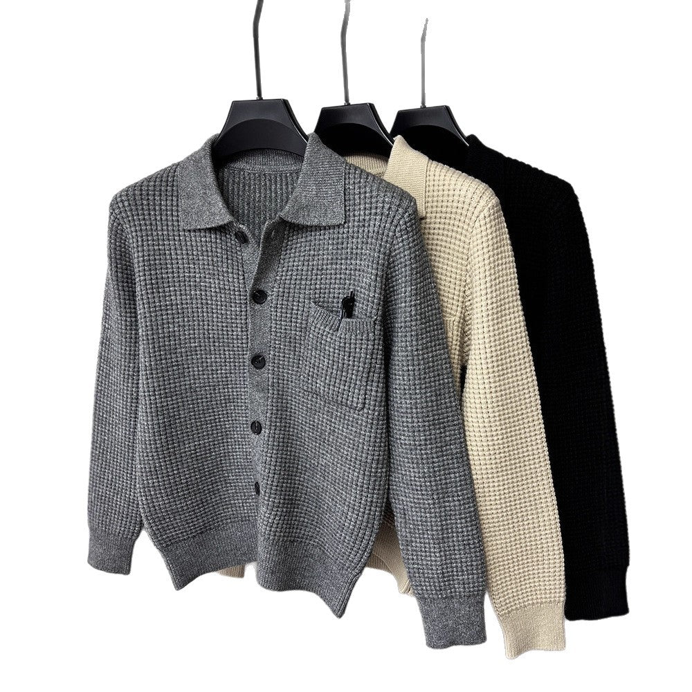 Strick-Cardigan mit Reverskragen und Taschen