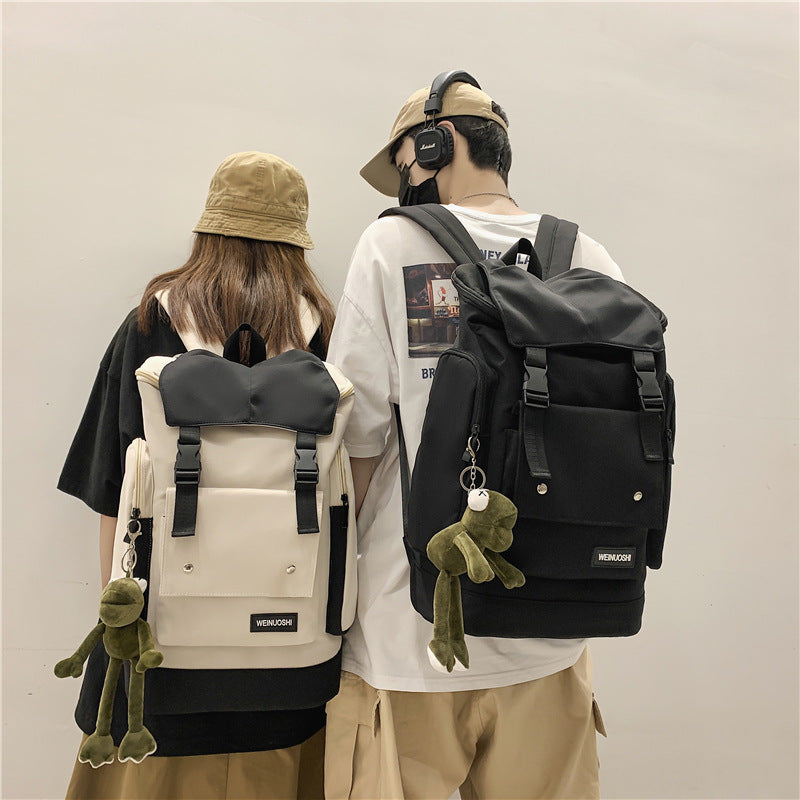 Rucksack mit Überschlag, Kontrastfarbe, gross | LuxeStyle