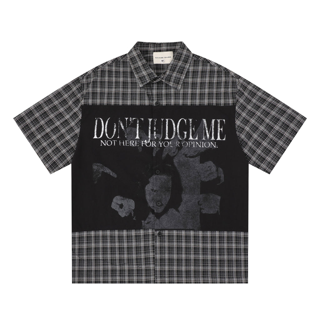 Retro Color-Block Patchwork Plaid Hemd