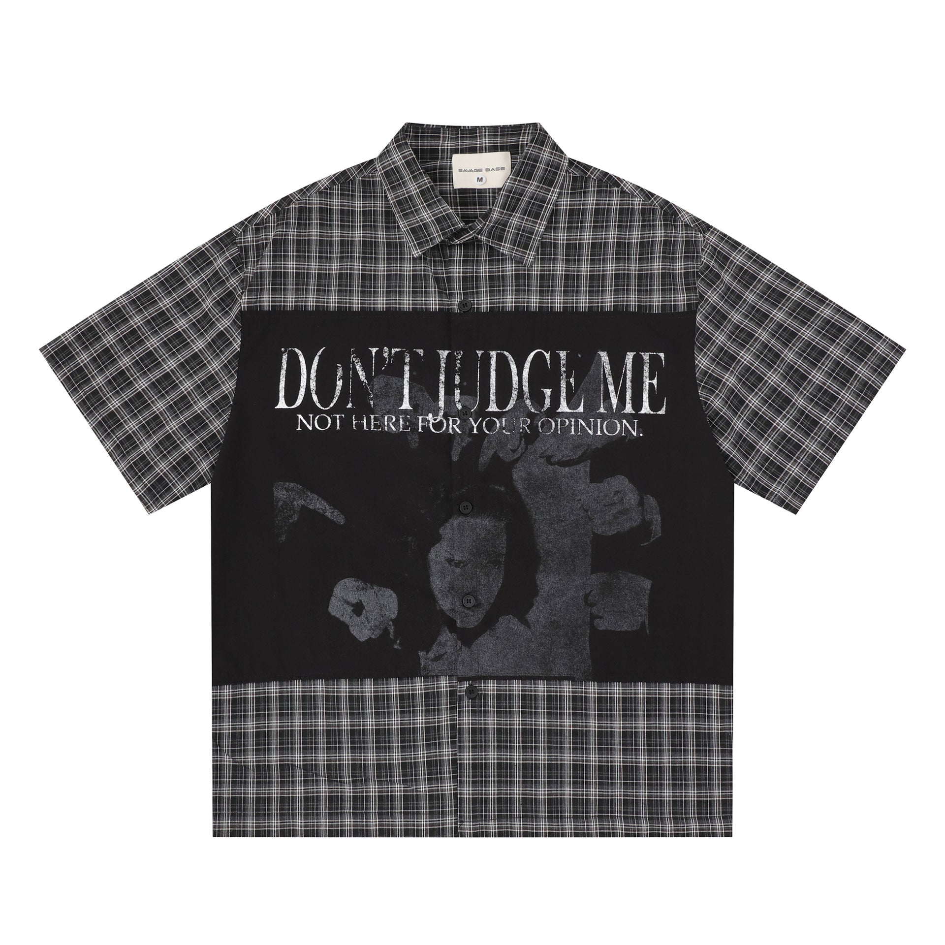 Retro Color-Block Patchwork Plaid Hemd