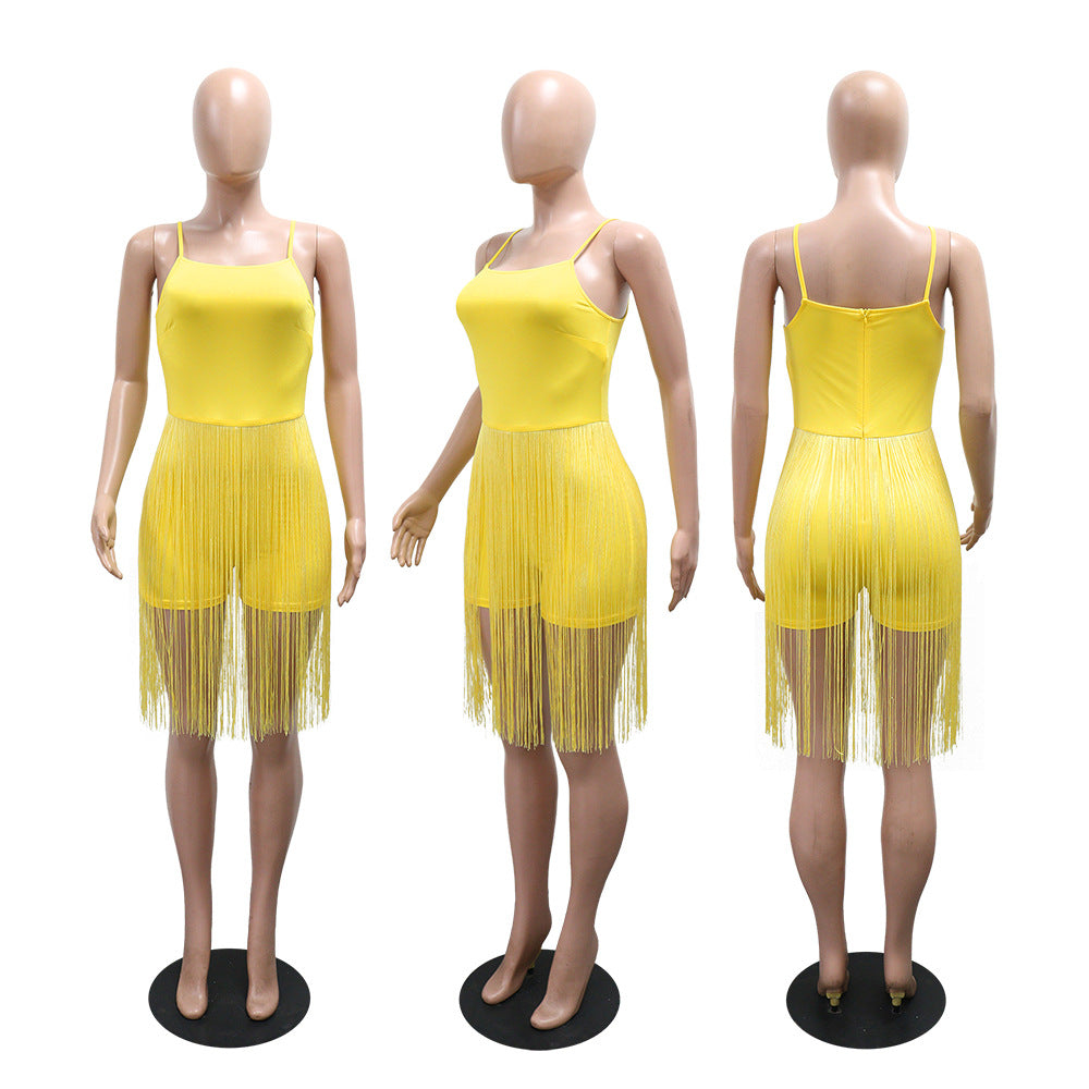 Ärmelloses Midikleid mit Quasten