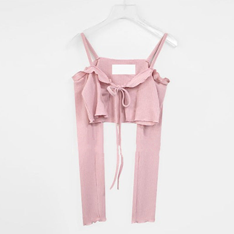 Off-Shoulder Longsleeve mit Schnürung