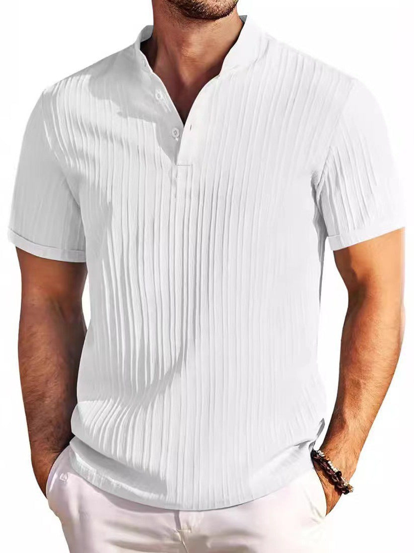 Herren-Jacquard-Hemd Leinen-Cotton