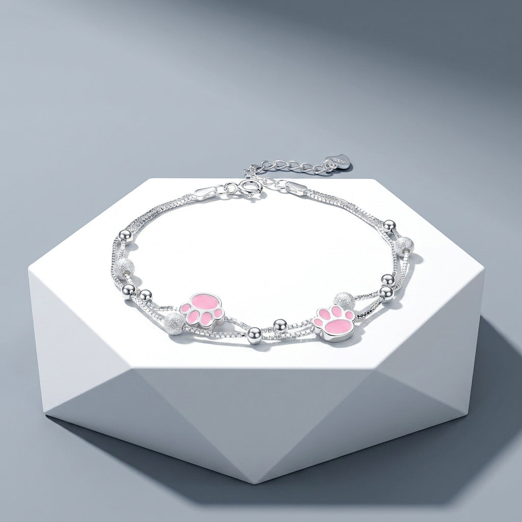 Katzenpfoten-Armband aus 925 Sterling Silber
