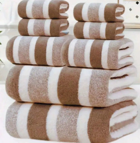 Coral Fleece Handtuch-Set, breit gestreift