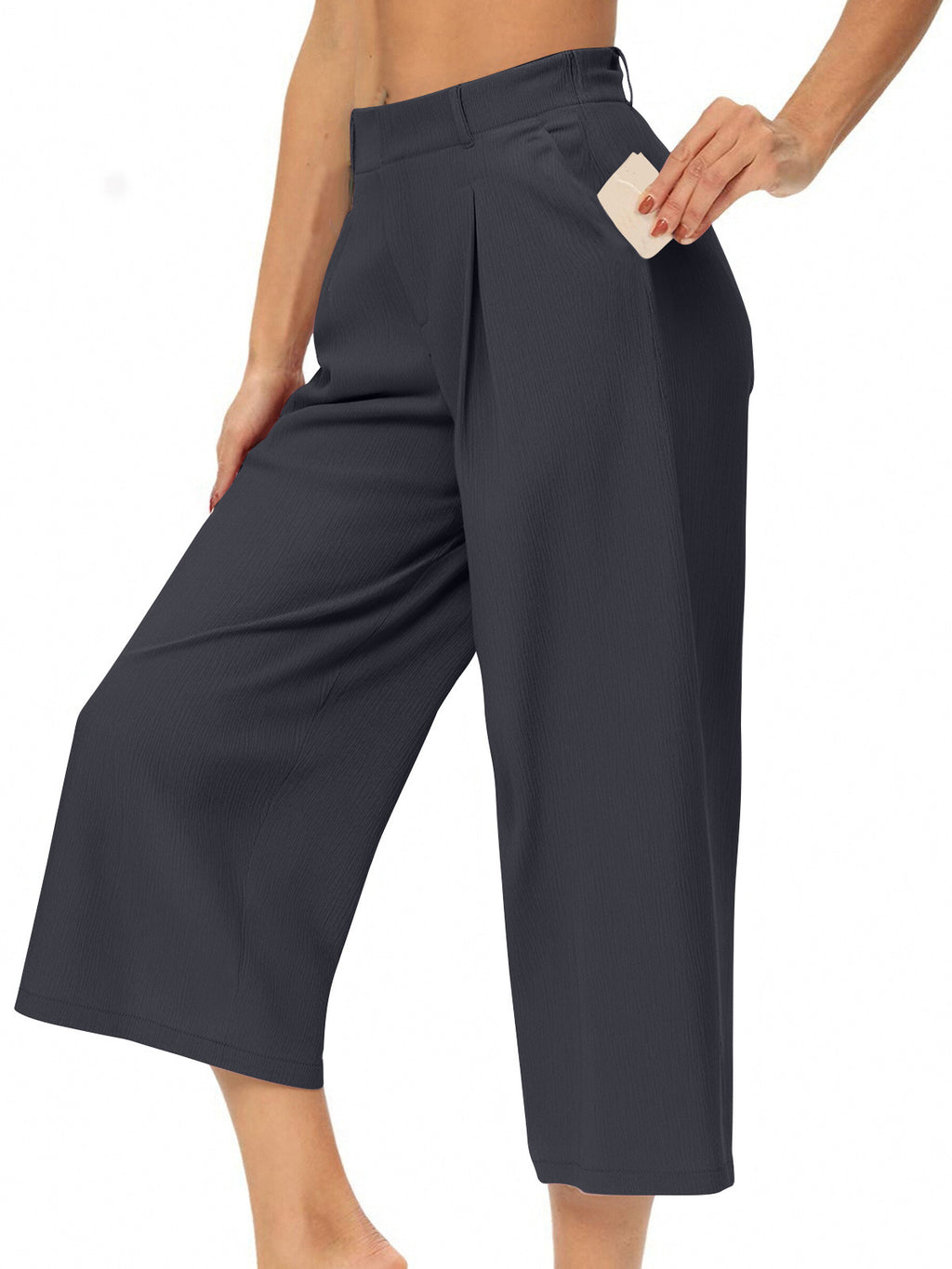 High-Waist Cropped Shorts mit weitem Bein
