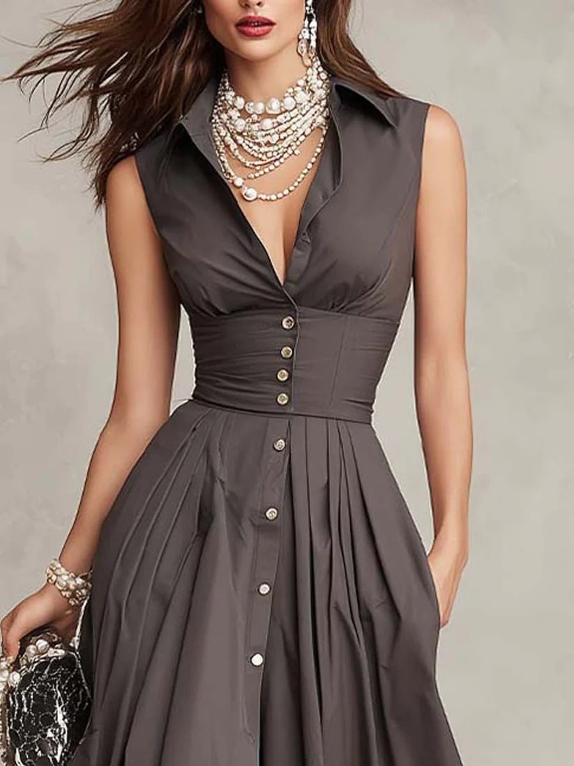 Bequemer ärmelloser eleganter Damenkleid – Bild 4 | LuxeStyle