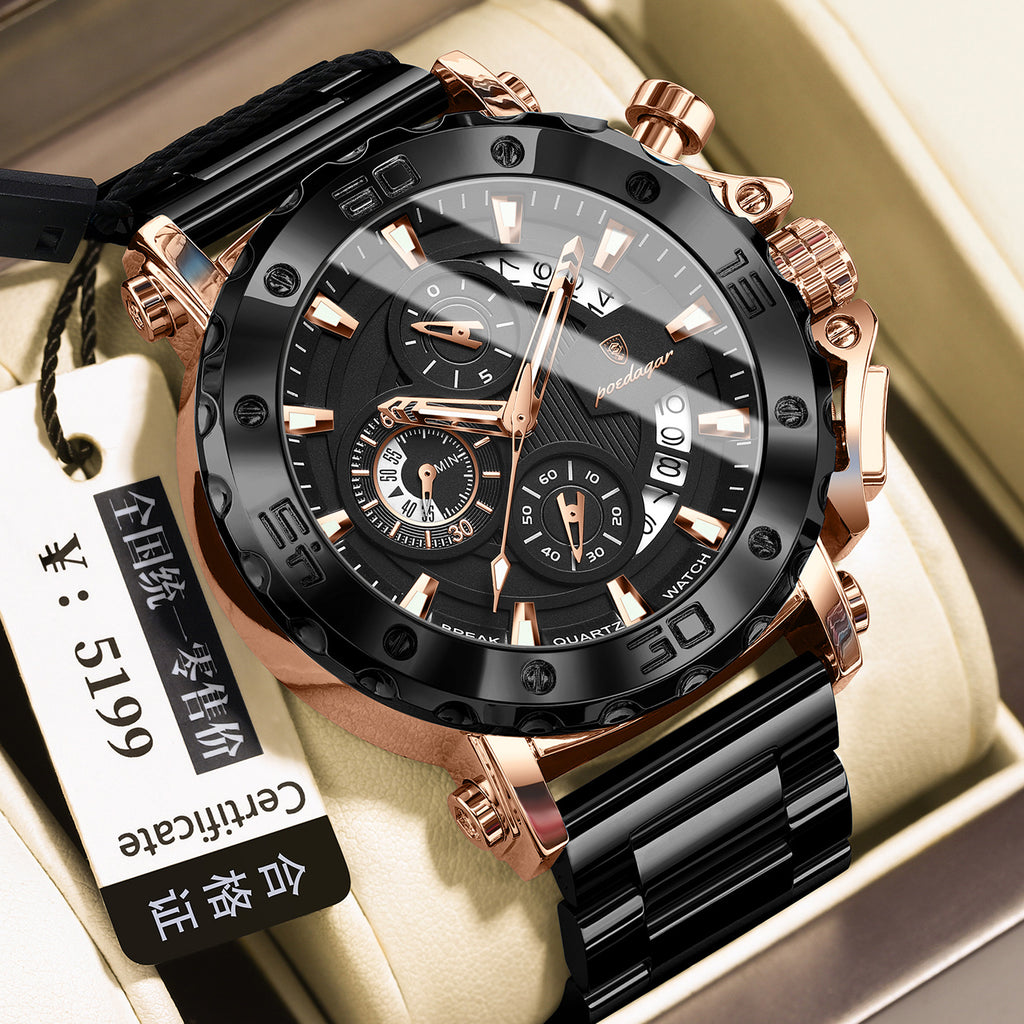 Quarz-Uhr wasserdicht, leuchtend, multifunktional für Herren | LuxeStyle