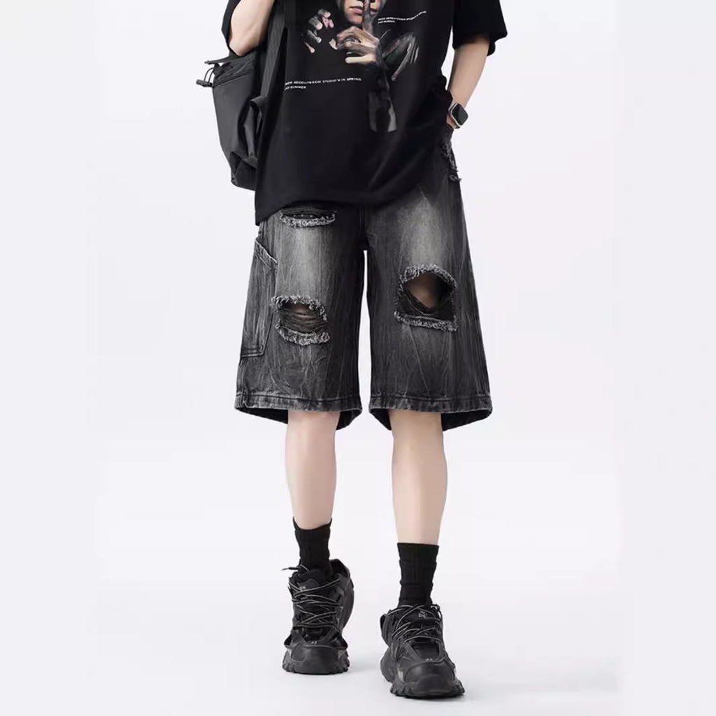 Vintage Ripped Denim Shorts für Herren