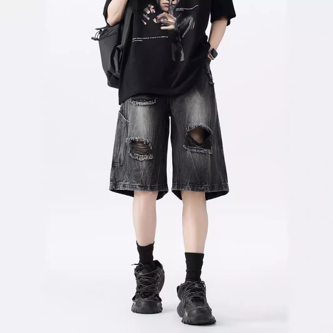 Vintage Ripped Denim Shorts für Herren