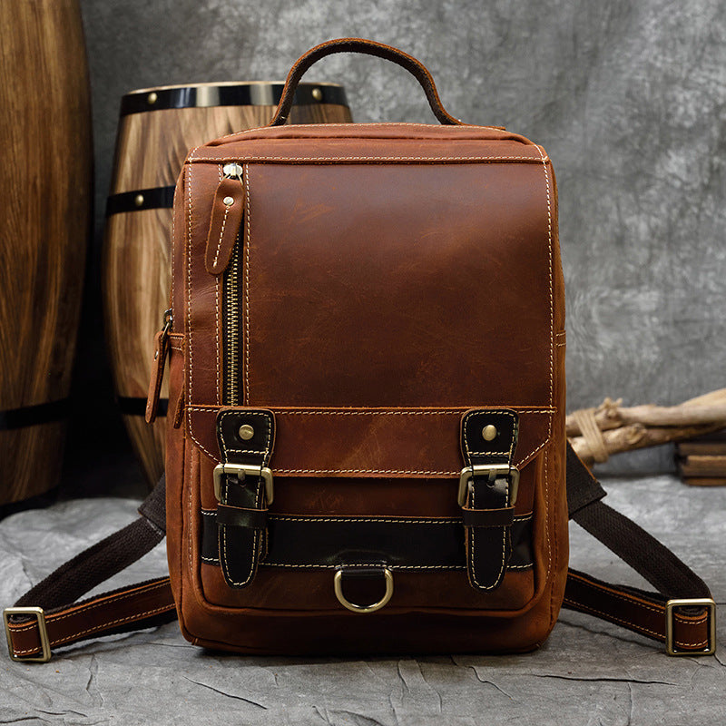 Retro Lederrucksack für Herren und Studenten – Ansicht 4