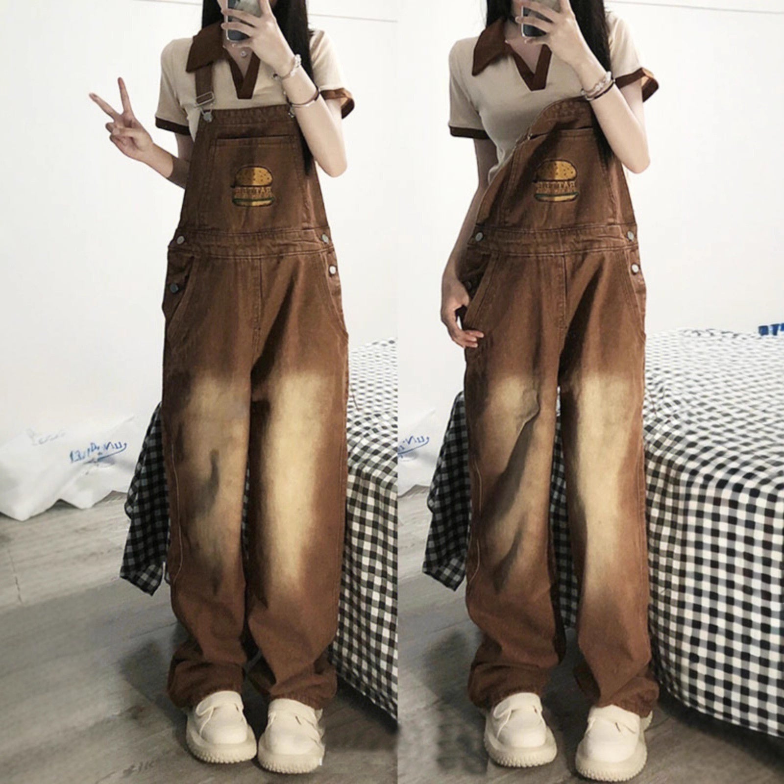 Bügelhose mit Burger Stickerei