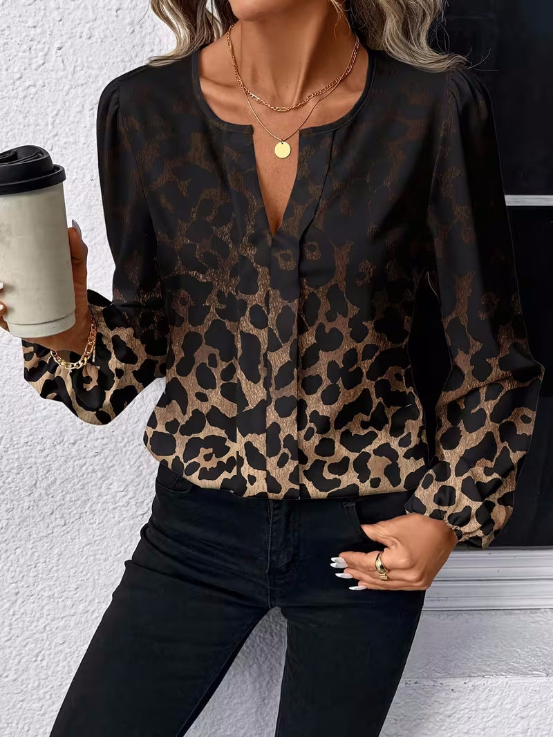 Damen Shirt mit Blumenmuster und Puffärmeln | LuxeStyle