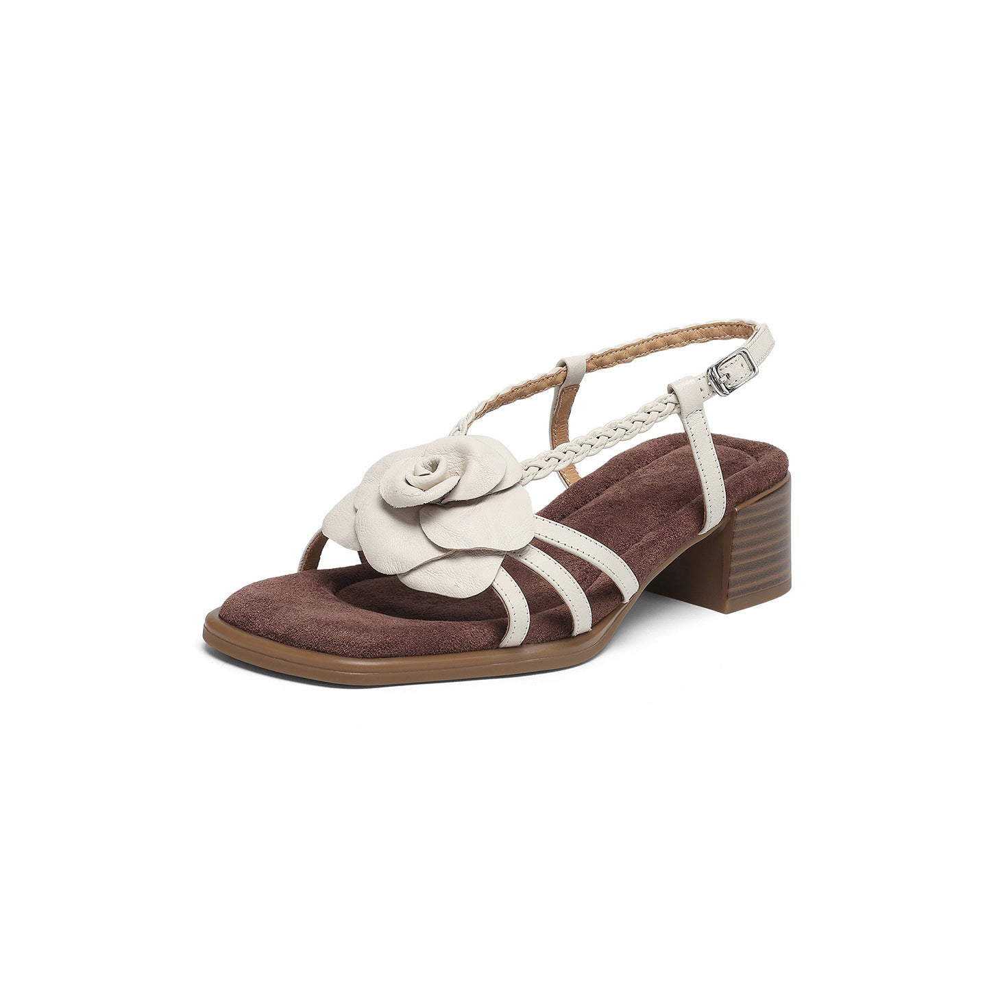 Blumen-Sandalen mit Blockabsatz